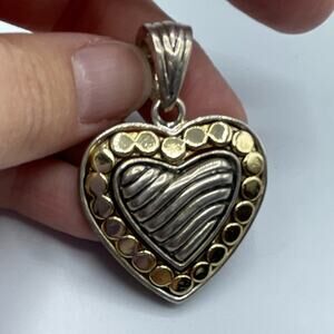 Silver & Gold Tone Heart Pendant Necklace